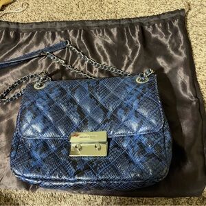 Authentic Navy Blue Quilted Shoulder Bag with Gold Hardware Authentic